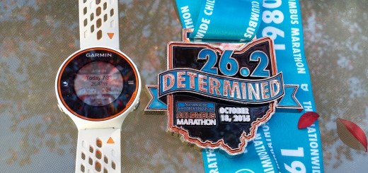 Columbus Marathon finisher's medal and Garmin 620 Watch -- Achieving Millennial